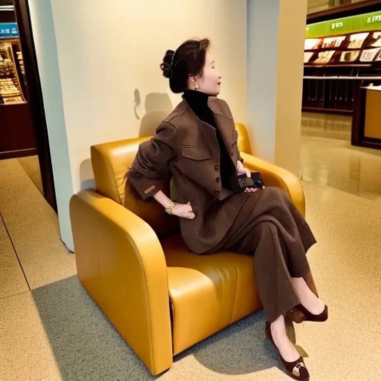 冬装新款时尚搭配盐系轻熟流行今年漂亮毛呢裤子职业两件套装女
