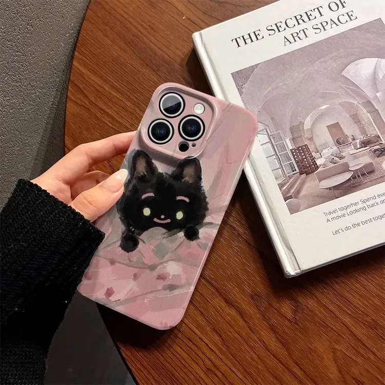 菲林手机壳iPhone15promax/14pro黑色猫咪适用荣耀80/vivox/一加