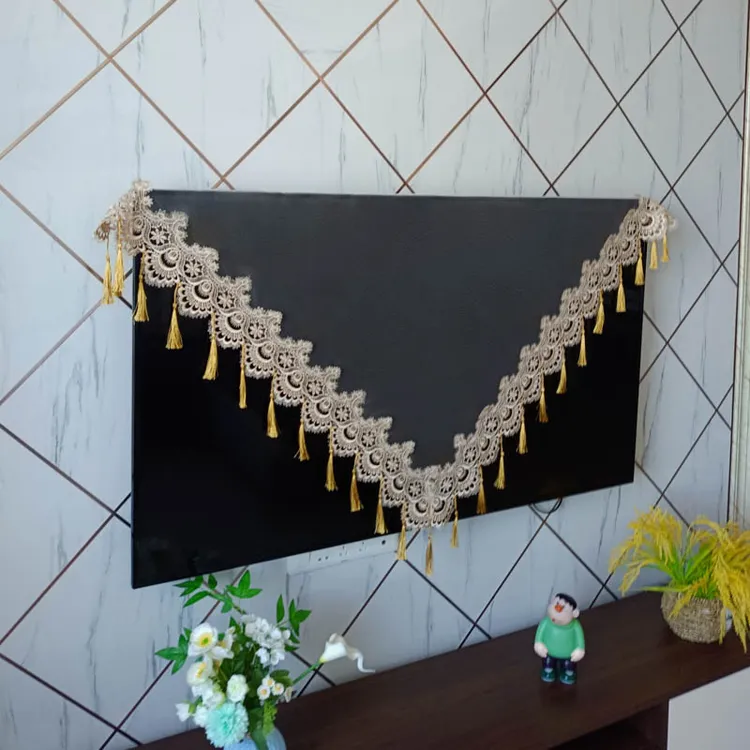 欧式电视防尘罩网纱蕾丝电视盖巾挂墙液晶坐式电视防尘套