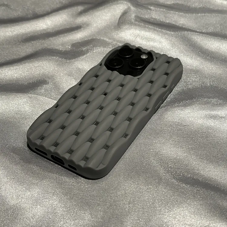 透气高级灰麻花纹适用iphone16promax苹果15plus手机壳14Pro/13套
