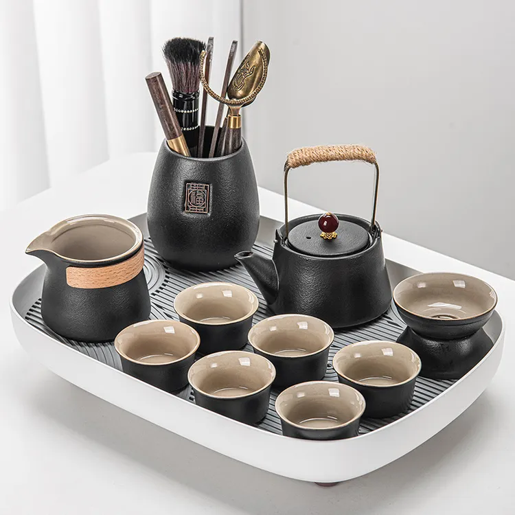 小型黑陶功夫茶具套装家用办公室喝茶茶杯茶盘专用中式陶瓷泡茶壶
