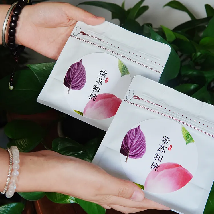 慢沏藿香紫苏和桃饮活力饮紫苏桃子姜茶喝冲泡茶包