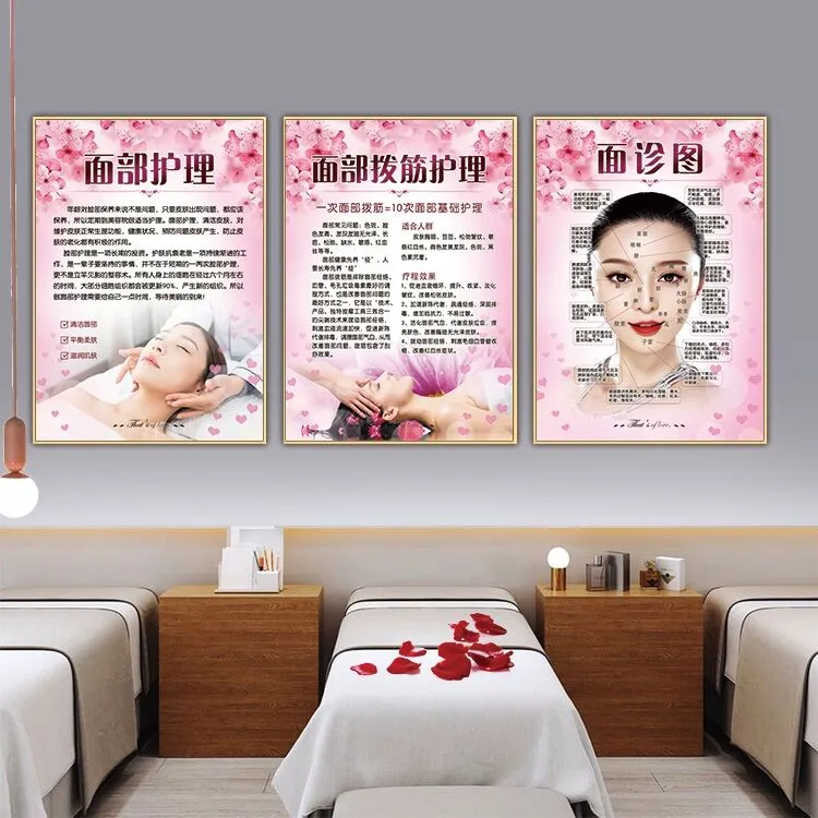 养生馆墙壁装饰画美容院艾灸推拿肩颈拔罐背部挂画中医理疗宣传图