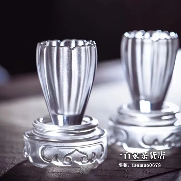 梁明毓古法琉璃 | 花信1号 白金琥珀三色 品茗闻香杯原创设计茶具