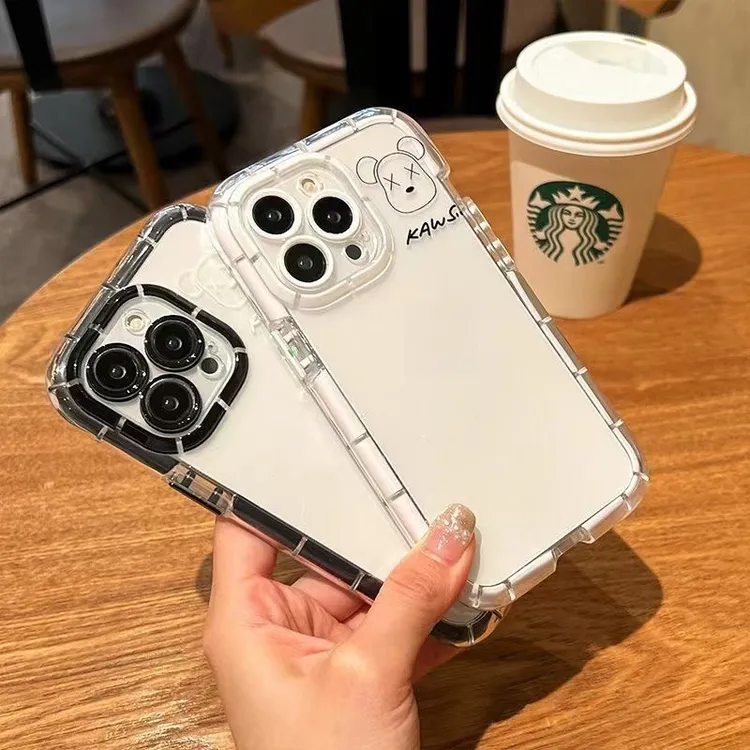 潮牌熊苹果14手机壳iPhone11/13卡通12pro女xsmax软7P8PLUS动漫软