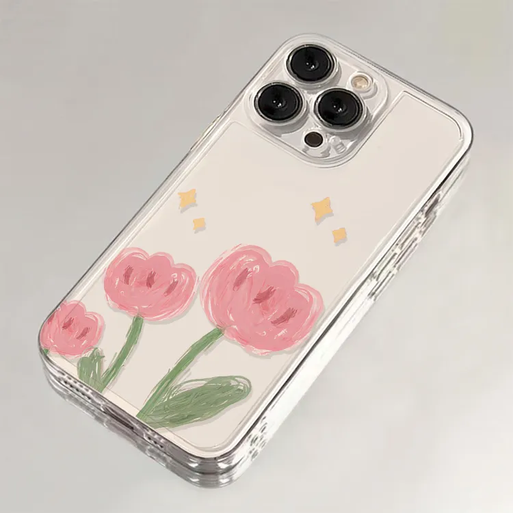 涂鸦花朵iPhone15手机壳14苹果13透明12小米vivo华为oppo可爱防摔