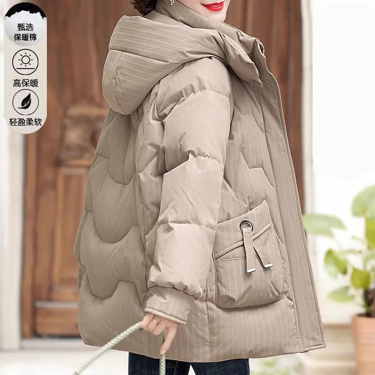 罗蒙中年妈妈冬装外套棉服洋气秋冬加厚棉袄中老年人棉衣女中长款