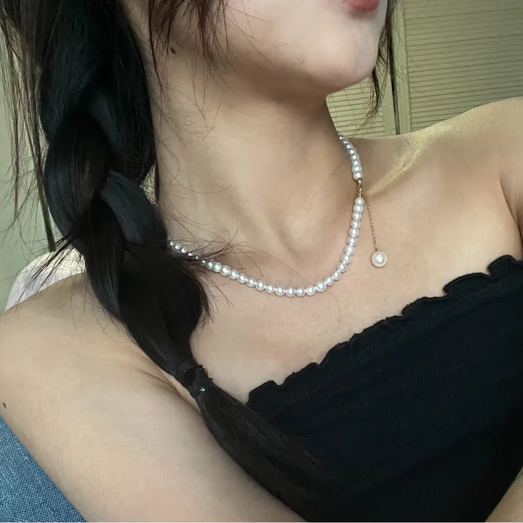 田园春色【垄荟珠宝】5-6mm淡水无核小米链baby珠百搭带延长尾链