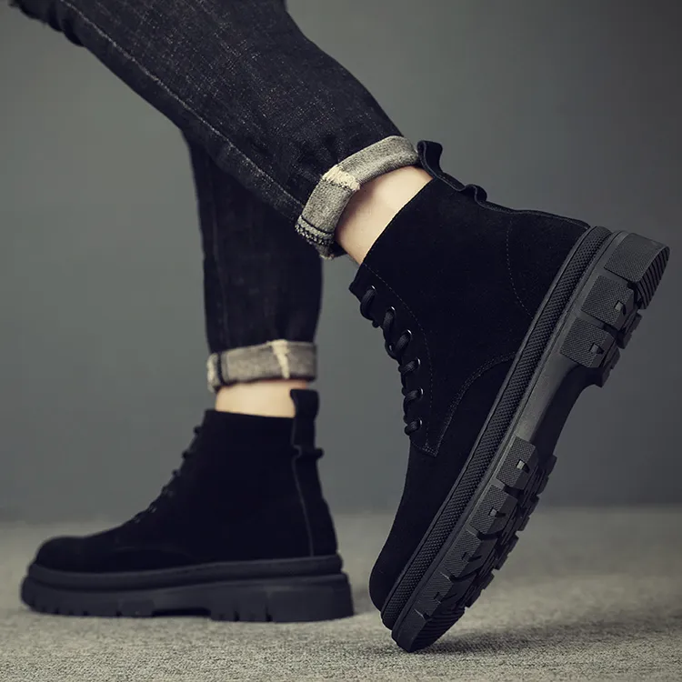 马丁靴男靴短靴男鞋高帮鞋男潮鞋时尚百搭翻毛皮靴子2025秋冬男靴