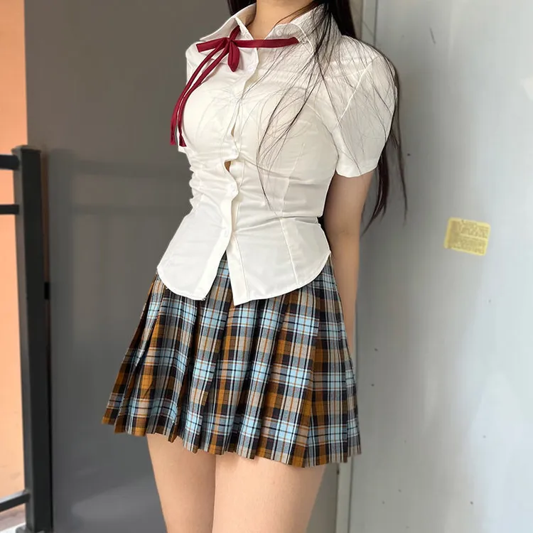 柠檬花语jk制服裙正版日系百褶裙半身裙校供感格裙狗短辣妹