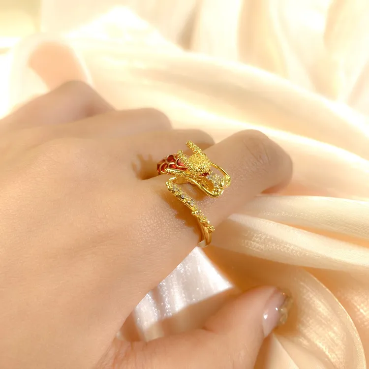 EAST DECKON 钛钢戒指 【高级感】龙年生肖可调节戒指轻奢国风A43