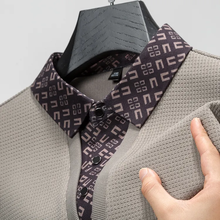 假两件针织毛衣男中年衬衫领休闲打底衫时尚上衣服免烫高档爸爸装