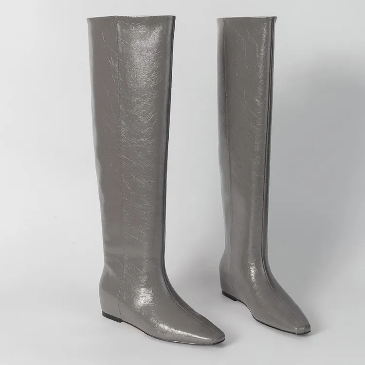 【欧货&高货】内增高气质及膝靴女显瘦过膝高筒靴不掉筒显腿直长靴