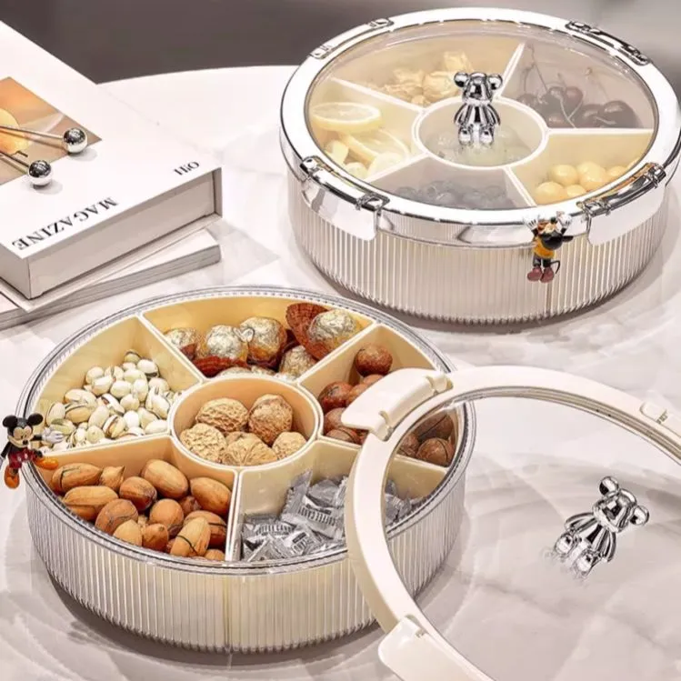 轻奢密封坚果零食摆放盘过年干果盘收纳盒家用客厅茶几高档水果盘