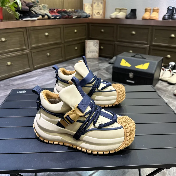 男士2024冬季新款老爹鞋潮流时尚百搭厚底增高鞋男款加绒个性潮鞋