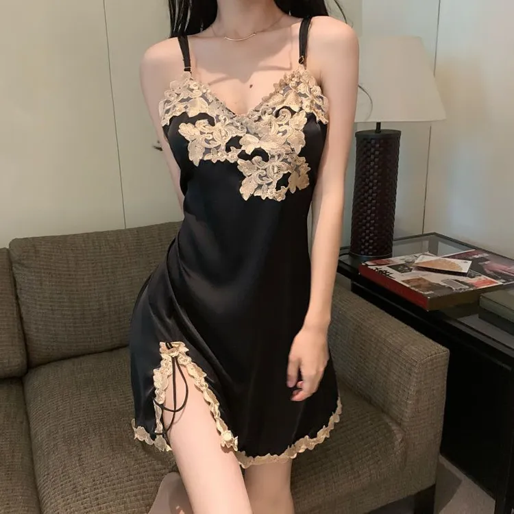 【买一送一】2024蕾丝睡裙显瘦修身吊带纯欲性感法式刺绣轻奢睡裙