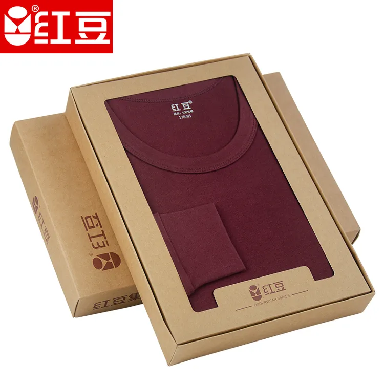 红豆纯棉（精梳棉）男士内衣套装全棉舒适礼盒装亲肤圆领秋冬大码