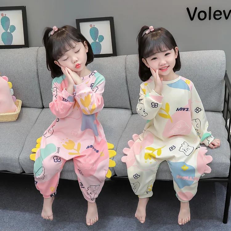 女童连体睡衣秋季纯棉婴幼儿睡袋儿童爬服女孩宝宝春秋家居服卡通