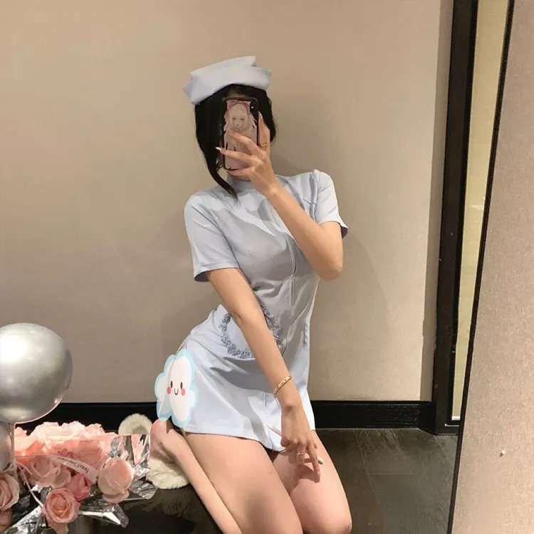 床上约会气质专属护士性感护士裙拉链超短裙万圣节角色扮演纯欲风