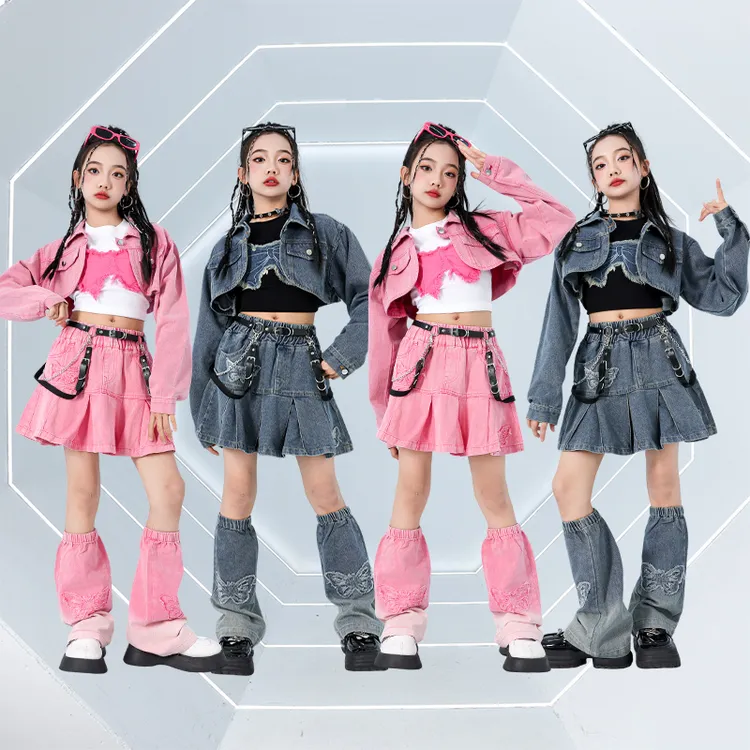 爵士舞女童服装时髦秋季潮酷jazz少儿多巴胺舞蹈服牛仔儿童演出服