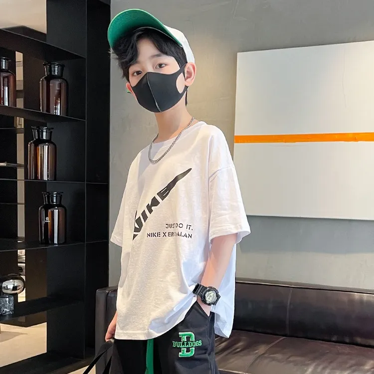 中大童男童夏季儿童棉T恤短袖圆领新款中大童男童上衣体恤童装