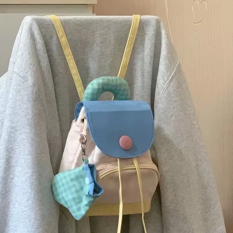 包包女2025新款韩系纽扣背包可爱卡通小书包迷你时尚百搭双肩包