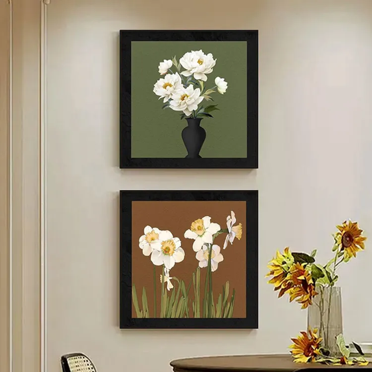 中古风客厅装饰画法式复古沙发背景墙壁画2024新款餐厅挂画组合画