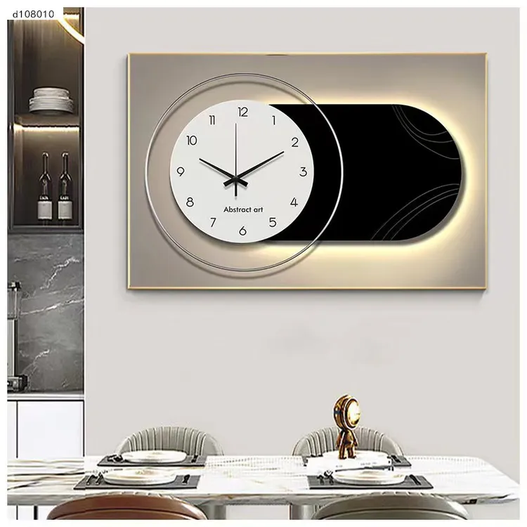 北欧轻奢电表箱装饰画带钟表新款弱电箱遮挡时钟免打孔开关盒挂画