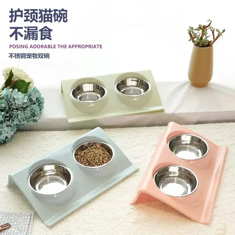 猫碗水粮一体猫食盆猫咪喝水碗猫粮碗斜口碗狗狗饭碗用品宠物食具