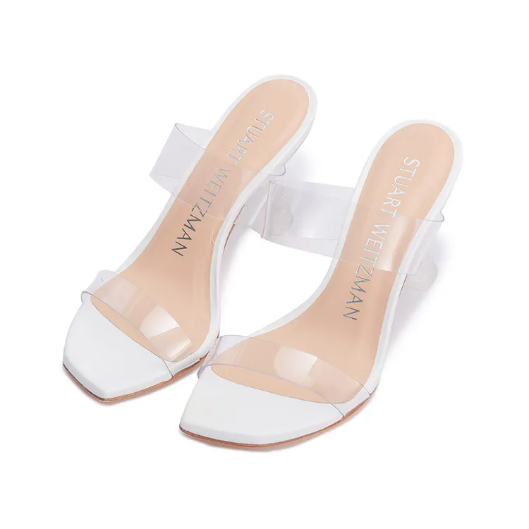 未使用 StuartWeitzman 女士高跟露跟凉鞋跟高8cm KRISTAL CLEAR