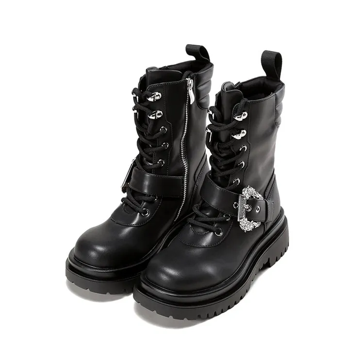 未使用 VERSACE/范思哲 VJC女士马丁靴跟高5cm 73VA3S67 71570