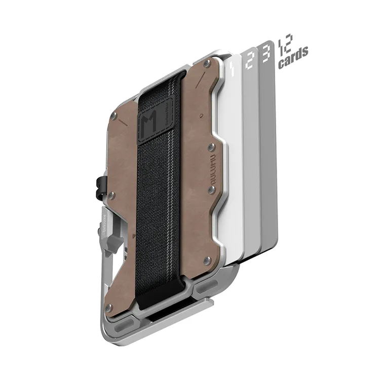 aulumu/奥鲁姆G03真皮多功能磁吸金属卡包 通用苹果华为 手机支架