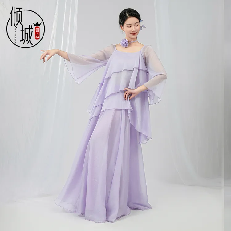 倾城舞后古典舞服装飘逸女身韵纱衣表演练功服仙气花筏古风演出服