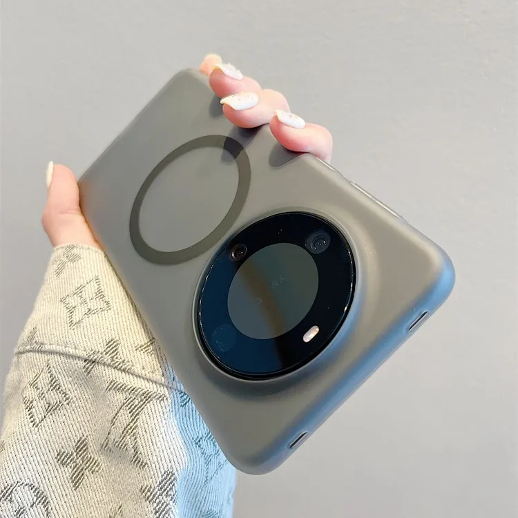 华为Mate60Pro+简约高级感50微磨砂半透带全包无线充电手机硬壳套