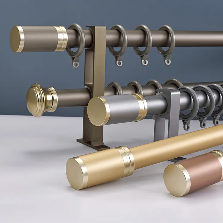 罗马杆杆子滑轨轨道铝合金支架双托固定支架窗帘杆罗马杆窗帘杆
