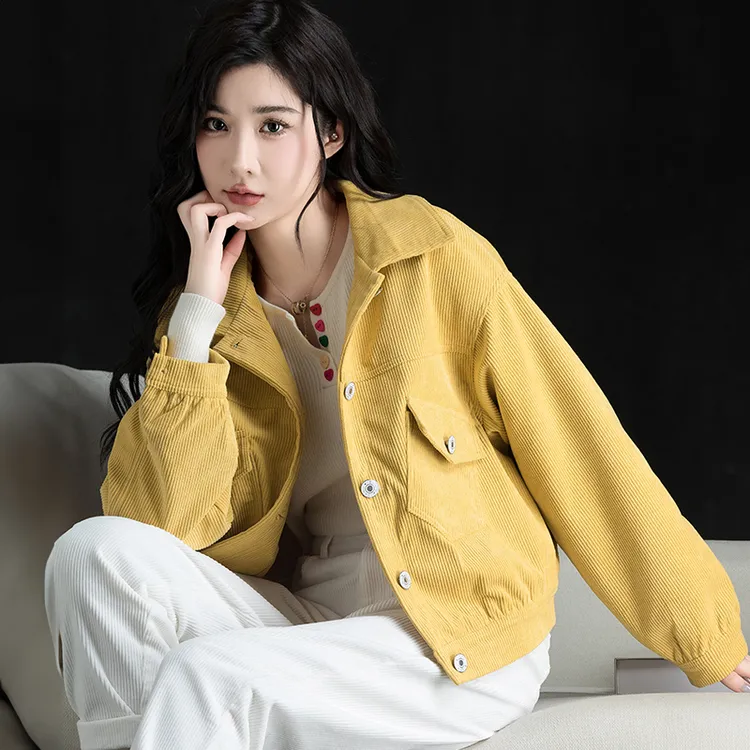 高档灯芯绒外套女2025新款春秋小众高级感短款小个子上衣条绒夹克