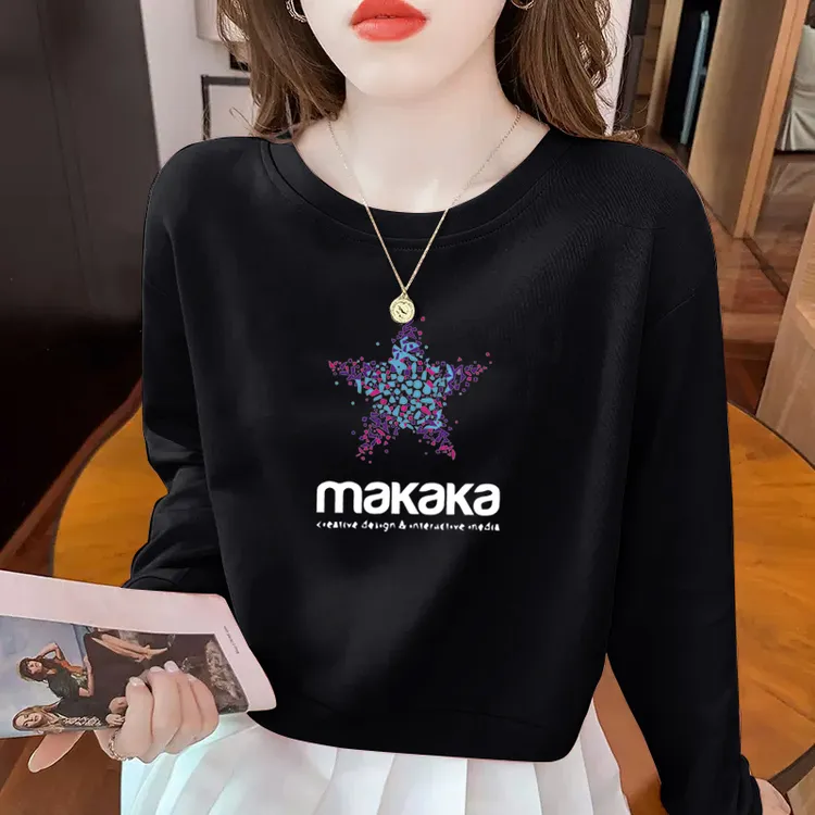 短款卫衣女士秋冬季2025新款时尚宽松休闲简约印花圆领套头上衣衫