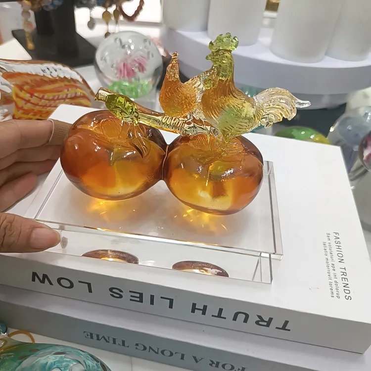 古法琉璃纯手工高档中古桌面摆件金色新中式万事大吉大吉大利摆件