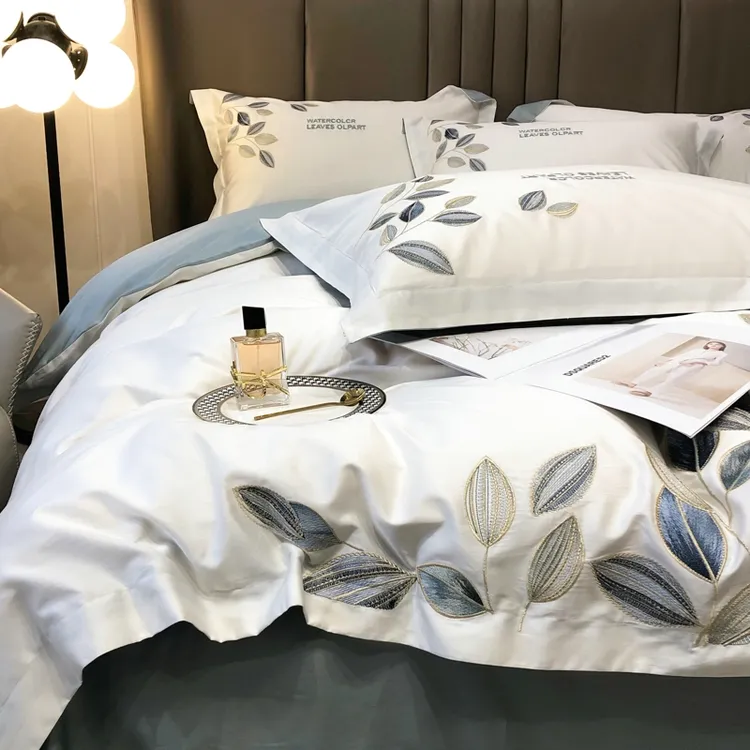 兰瑟欧兹轻奢风长绒棉贡缎四件套全棉纯棉绣花被套床单柔软床品