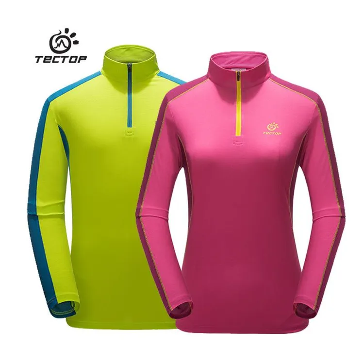 男女款跑步Tectop探拓男女款户外速干长袖T恤拼色弹力快干衣39-36