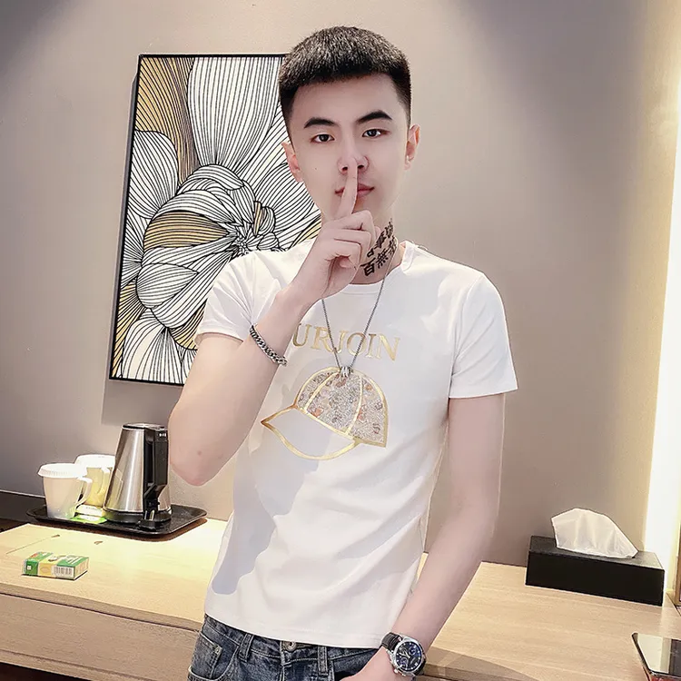韩版休闲夏季2024新款潮牌修身半袖男装网红痞帅个性帅气T恤短袖