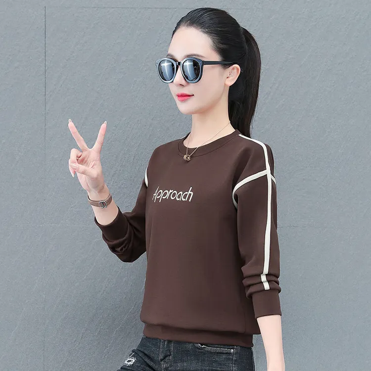 圆领卫衣女春秋款长袖卫衣套头衫大码女装单衣上衣运动服休闲服