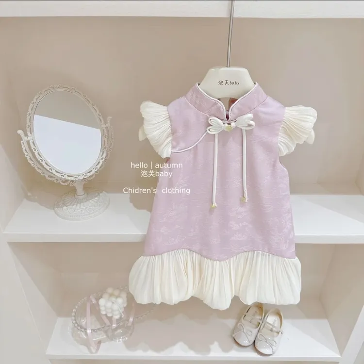 国潮穿搭#女童夏季洋气旗袍裙2025新品女宝宝汉服连衣裙