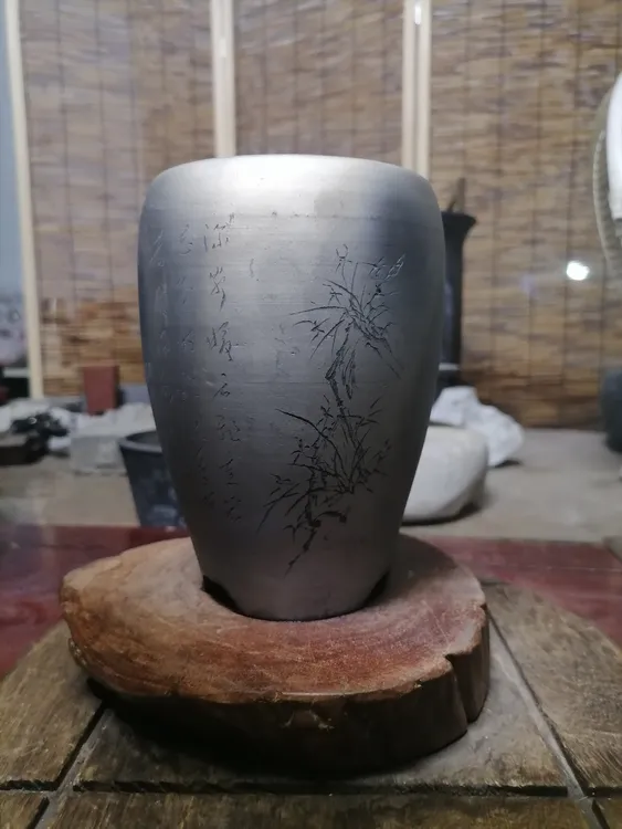 高10厘米口径16厘米黑陶瓦盆兰花盆手工镌刻直播展示为准