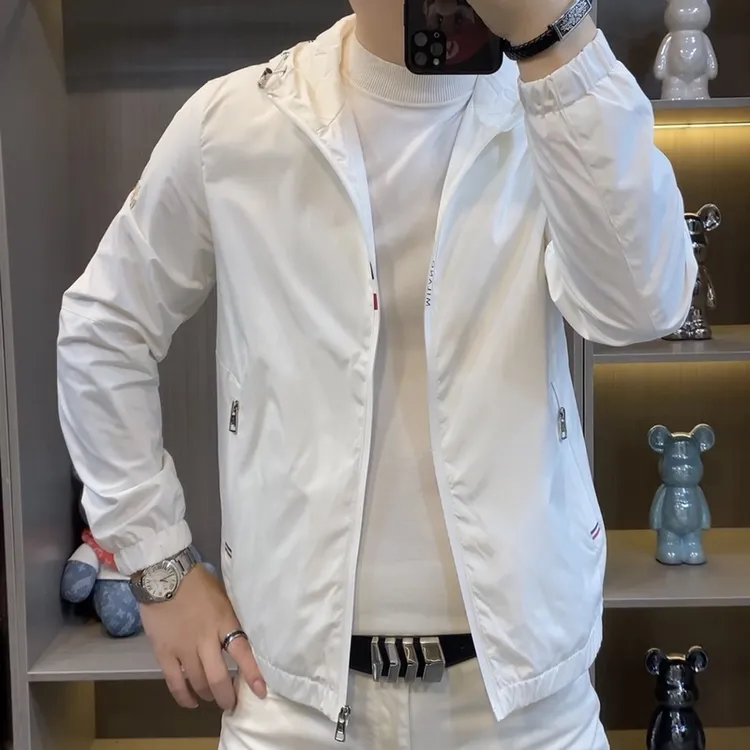 男士秋季轻奢连帽防风简约时尚休闲百搭潮流夹克连帽外套