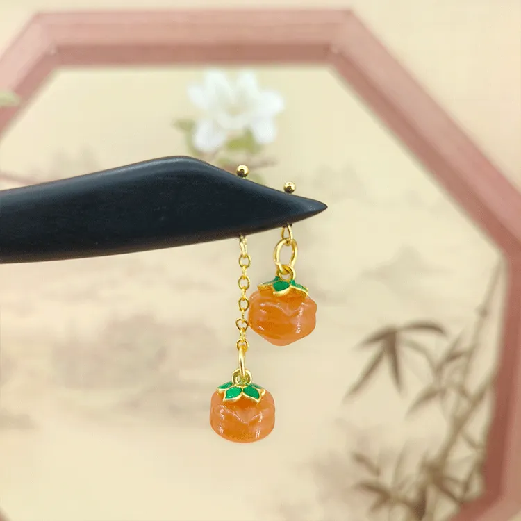 柿柿如意黑檀木发簪气质简约高端发饰日常百搭盘发簪子原创饰品