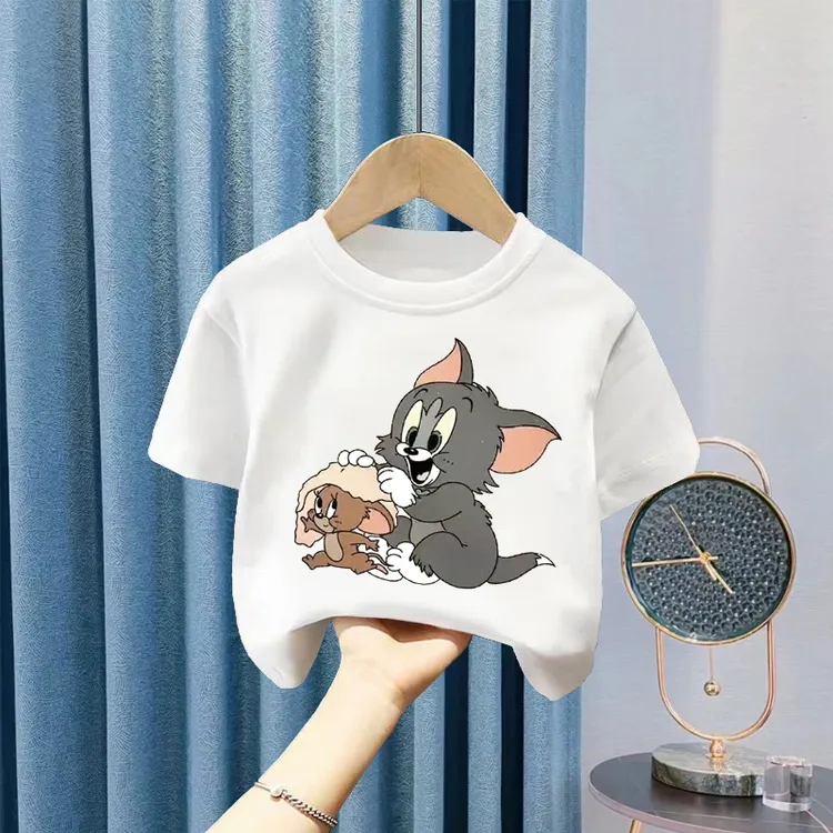 100%纯棉男童女童短袖t恤夏季2024新款中小儿童装上衣打底衫圆领