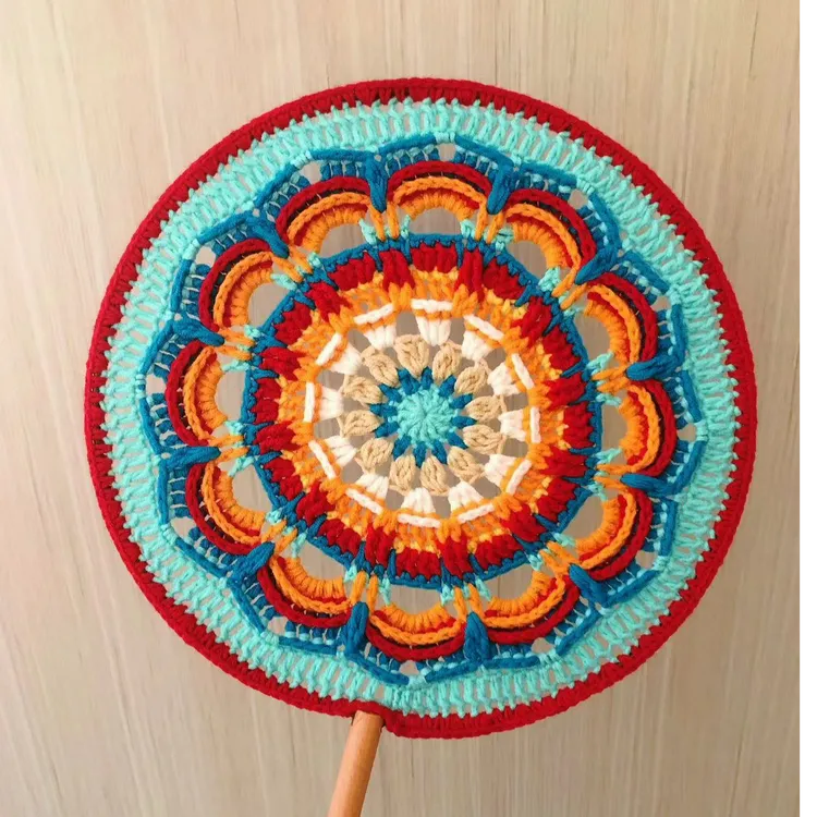 流苏团扇成品毛线手工钩织夏天必备扇子古风生日礼物定制颜色