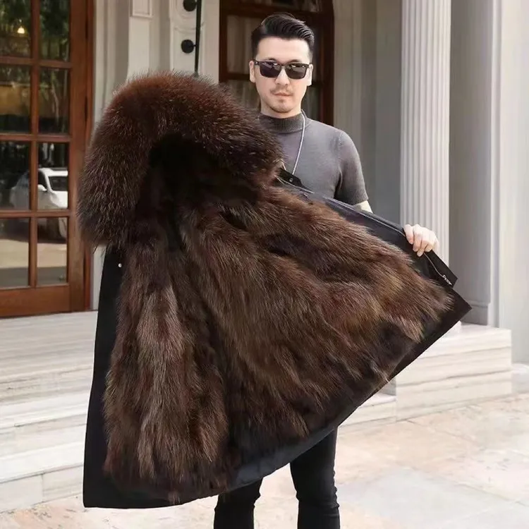 冬季男士保暖抗寒的派克服风衣外套，长毛内胆活里活面