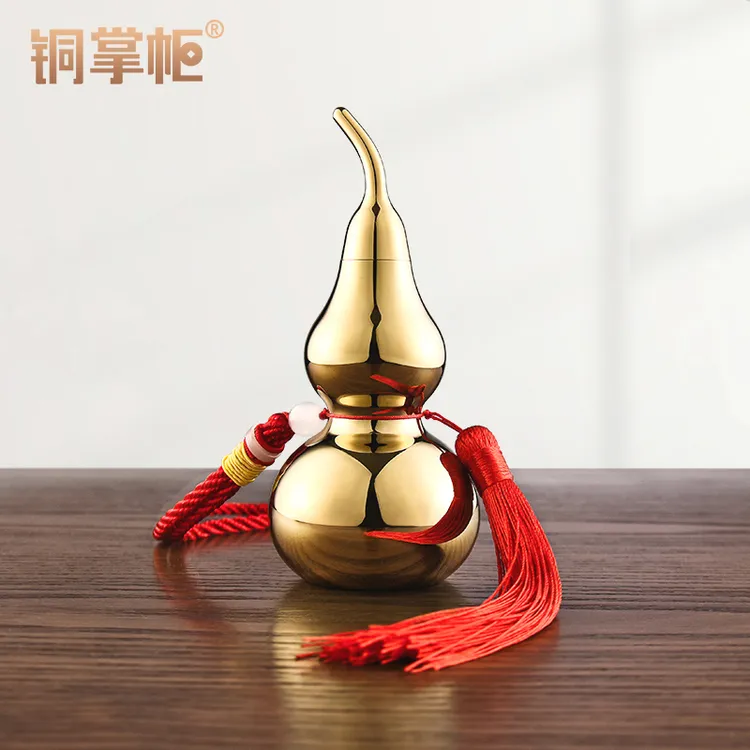 铜掌柜铜葫芦挂件开口空心小号镀金葫芦挂饰纯铜葫芦摆件工艺品